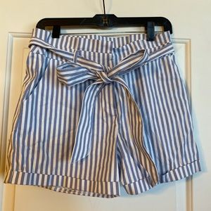 Striped Paper bag Top Shorts